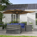 Outsunny 3(m) Cantilever Roma Parasol, 360° Rotating Hanging Garden Parasol, Square Patio Umbrella with Hydraulic Mechanism, Dual Vented Top, 8 Ribs, Cross Base, Aluminium Pole for Patio, Khaki