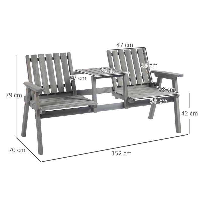 Outsunny Garden Bench - Grey