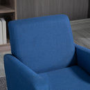 HOMCOM Modern Armchair Accent Chair with Rubber Wood Legs for Bedroom Blue