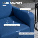 HOMCOM Modern Armchair Accent Chair with Rubber Wood Legs for Bedroom Blue