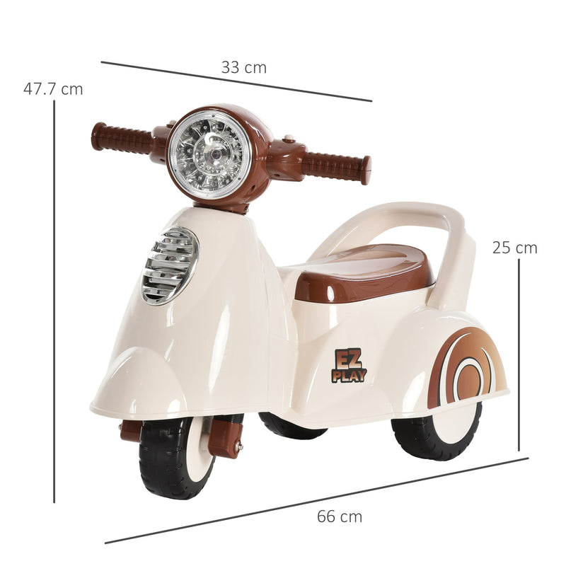 Kids Manual Ride On Moped Scooter - White