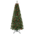 HOMCOM 1.5m Christmas Tree Slim 5' with Berries