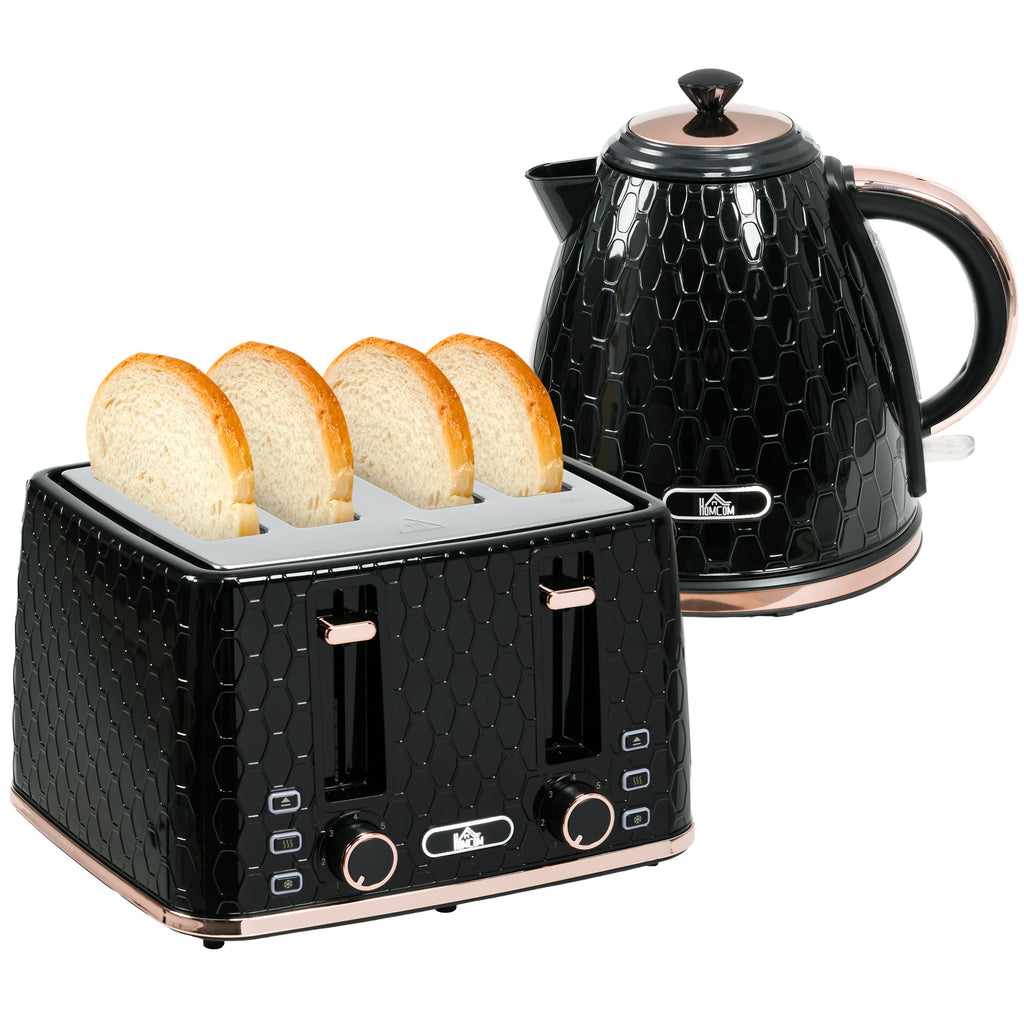 Toaster Both HOMCOM 1.7L Kettle and Toaster Set with Defrost, Reheat and Crumb Tray