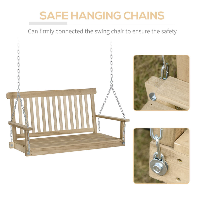 Outsunny-2 Seater Hanging Swing Bench - Wood