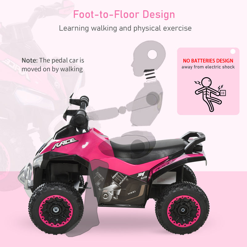 Kids Manual Ride On Quad Bike - Pink