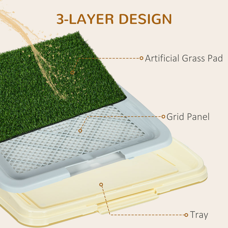 PawHut Dog Toilet Indoor w/ Artificial Grass, Grid Panel, Tray, 63 x 48.5cm