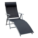 Outsunny Sun Lounger Recliner w/ Pillow Foldable 7 Levels Textilene Black
