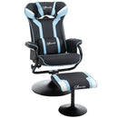 Vinsetto Video Game Chair and Footrest Set with Lumbar Support Headrest Blue