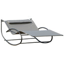 Outsunny Hammock Chair Sun Bed Rock Seat w/ Metal Texteline W/ Pillow Grey