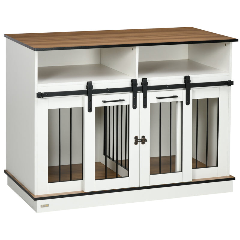PawHut Dog Crate Furniture for Small and Large Dogs with Movable Divider, White