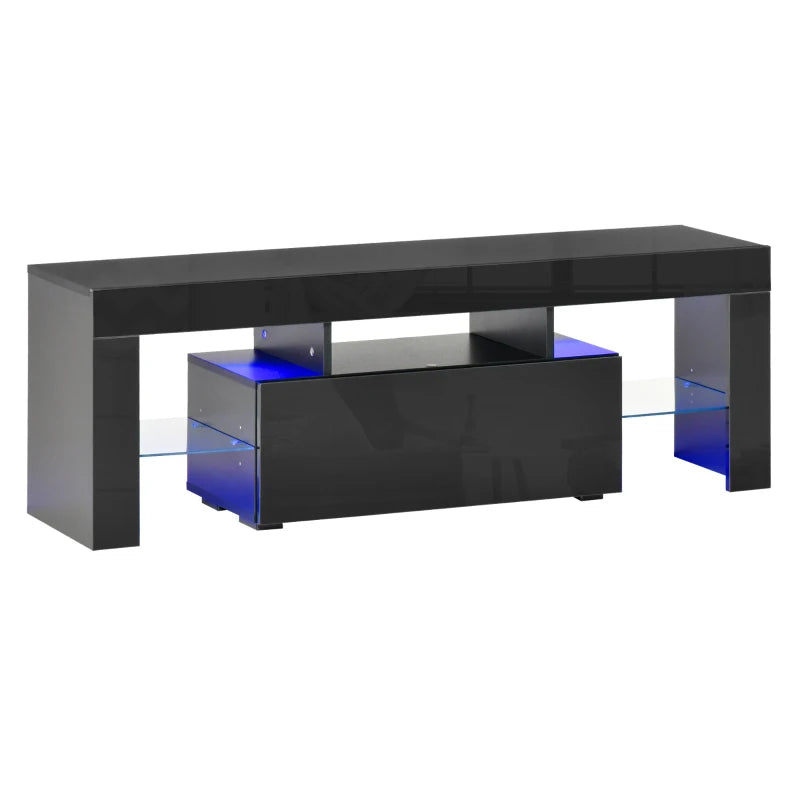 HOMCOM TV Stand High Gloss with LEDs 130cm - Black