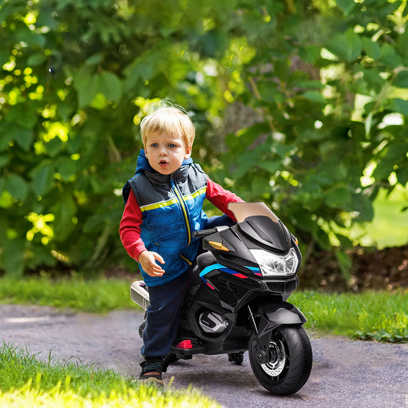 HOMCOM Kids Electric Ride On Motorcycle Bike with Training Wheels 12v - Black