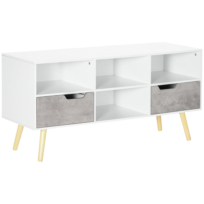 HOMCOM 50" TV Cabinet Stand Entertainment Center w/ Drawers Shelves, Light Grey