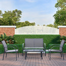 Outsunny 4 Pcs Curved Steel Outdoor Furniture Set w/ Loveseat , 2 Texteline Seats,Glass Top Table Garden Balcony Patio Furniture For Family Party Events Guests -Grey 13 global ratings