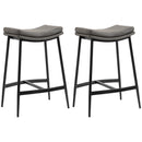 HOMCOM Breakfast Bar Stools Set of 2 Upholstered Barstools w/ Curved Seat Grey