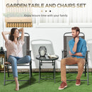 Outsunny Patio Bistro Set Folding Chairs & Coffee Table For Balcony, Brown