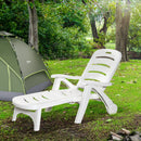 Outsunny Patio Folding Lounge Chairs Recliners with Wheels & 5-Position Backrest