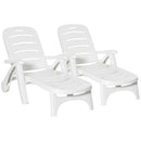 Outsunny Patio Folding Lounge Chairs Recliners with Wheels & 5-Position Backrest