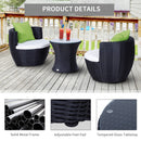 Outsunny-3 Piece Rattan Bistro Set With Cushions