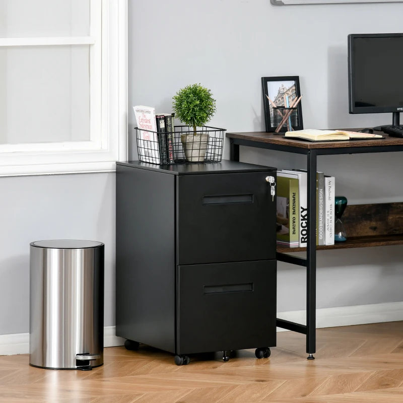 Vinsetto Filing Cabinet with 2 Drawers 39x48x67cm Black