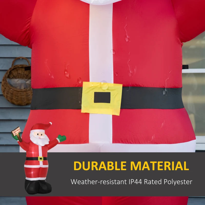 HOMCOM Christmas Inflatable Santa Clause Holding Sign 8'