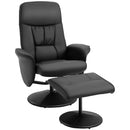 HOMCOM PU Leather 2 Pcs Reclining Armchair w/ Ottoman 360° Swivel Black