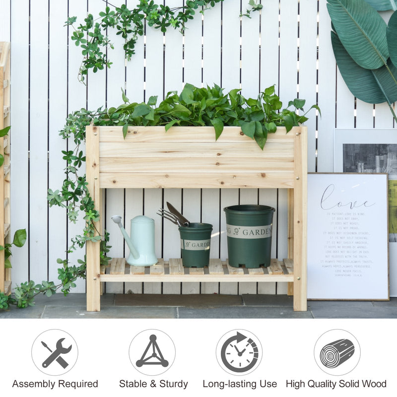 Outsunny Wooden Raised Plant Stand 100 x 40 x 84cm