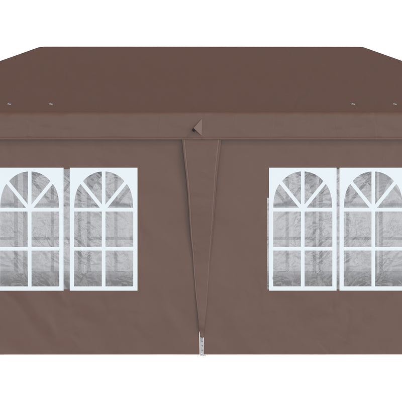 Outsunny 3 x 6m Pop Up Gazebo Height Adjustable Party Tent w/ Storage Bag Brown