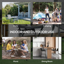 Outsunny Round Folding Side Table w/ Imitation Marble Glass Top, Black