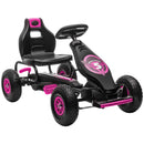 HOMCOM Children Pedal Go Kart W/ Adjustable Seat, Rubber Wheels, Brake - Pink