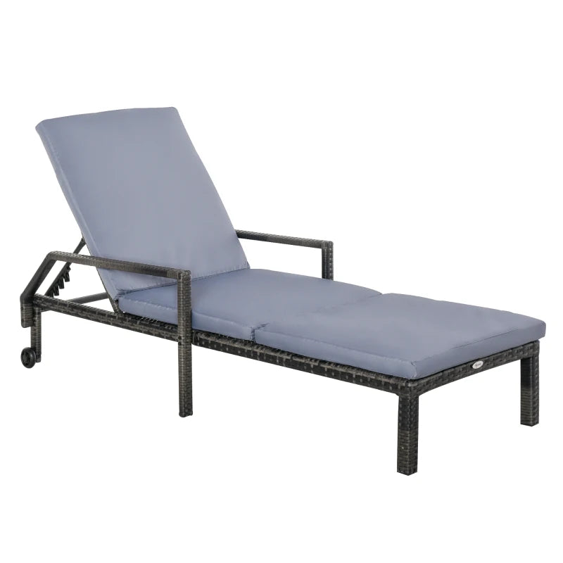 Outsunny Rattan Single Lounge - Grey