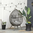 Outsunny Wicker Rattan Egg Chair with 4 Legs Grey