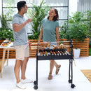 Outsunny Charcoal Barbecue Grill W/ 4 Wheels, size (85x36x90cm)-Black