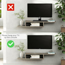 HOMCOM Floating TV Unit, Wall Mounted TV Stand With Open Shelf And 2 Cable Holes, Entertainment Unit For Living Room, Grey