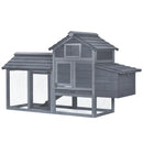 PawHut Chicken Coop Hen Cage Small Animal Hutch Nesting Box Outdoor Run Grey
