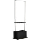 HOMCOM Clothes Rail Bamboo Coat Stand Garment Rack W/ Shelves Fabric Box Walnut