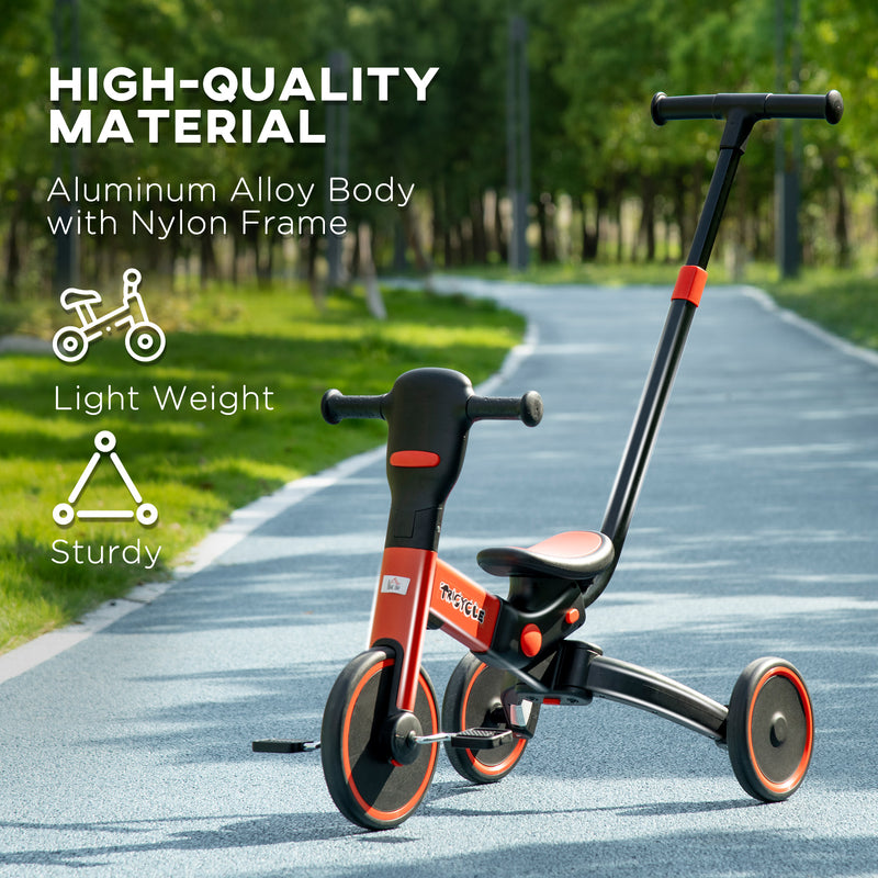 HOMCOM Baby Tricycle 4in1 Stroller with Handle - Red