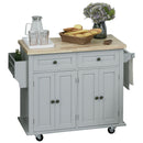 HOMCOM Rolling Kitchen Island Cart with Rubber Wood Top, Spices, and Towel Rack