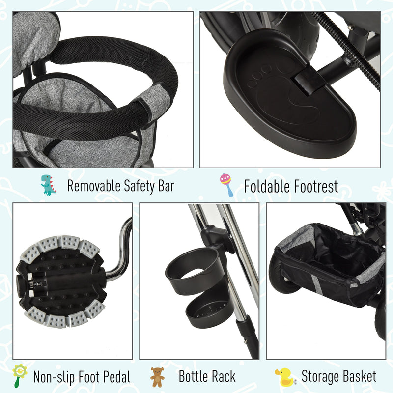HOMCOM Baby Tricycle Stroller - Grey
