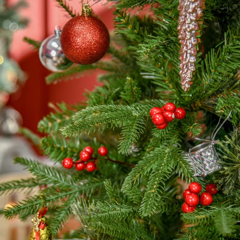 HOMCOM 1.5m Christmas Tree Slim 5' with Berries