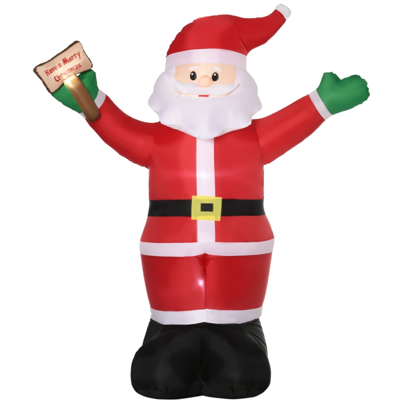 HOMCOM Christmas Inflatable Santa Clause Holding Sign 8'