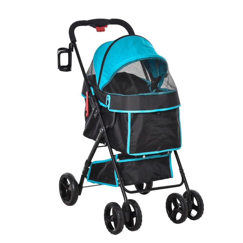 PawHut Pet Stroller with Adjustable Canopy Removable Cloth - Blue