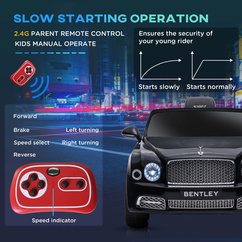 HOMCOM Kids Electric Ride On Car Bentley 12V - Black