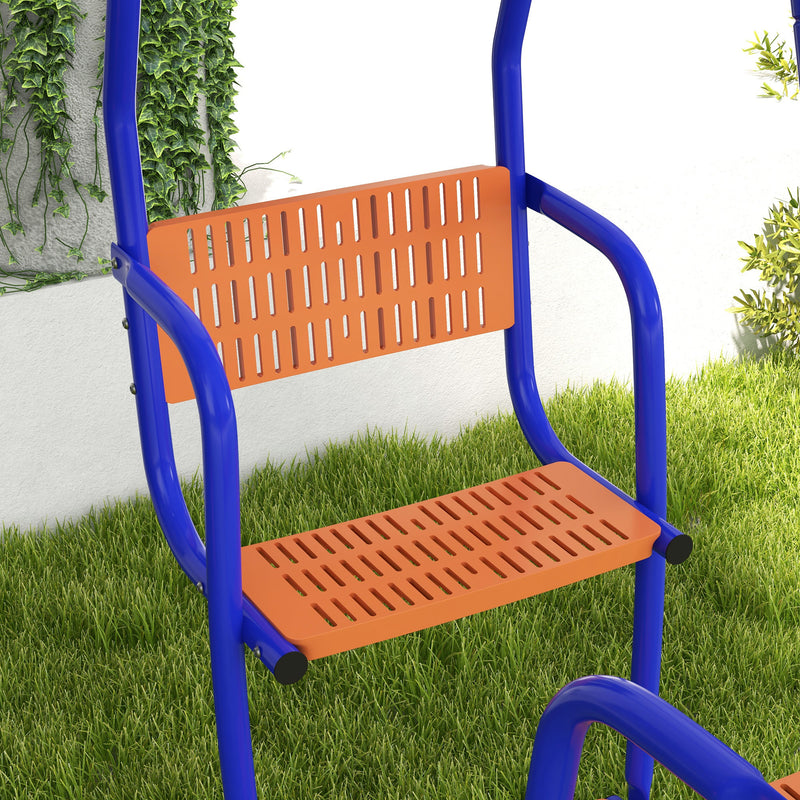 Outsunny 3 in 1 Metal Kids Swing Set with Swing, Glider, Rocking Chair, Orange