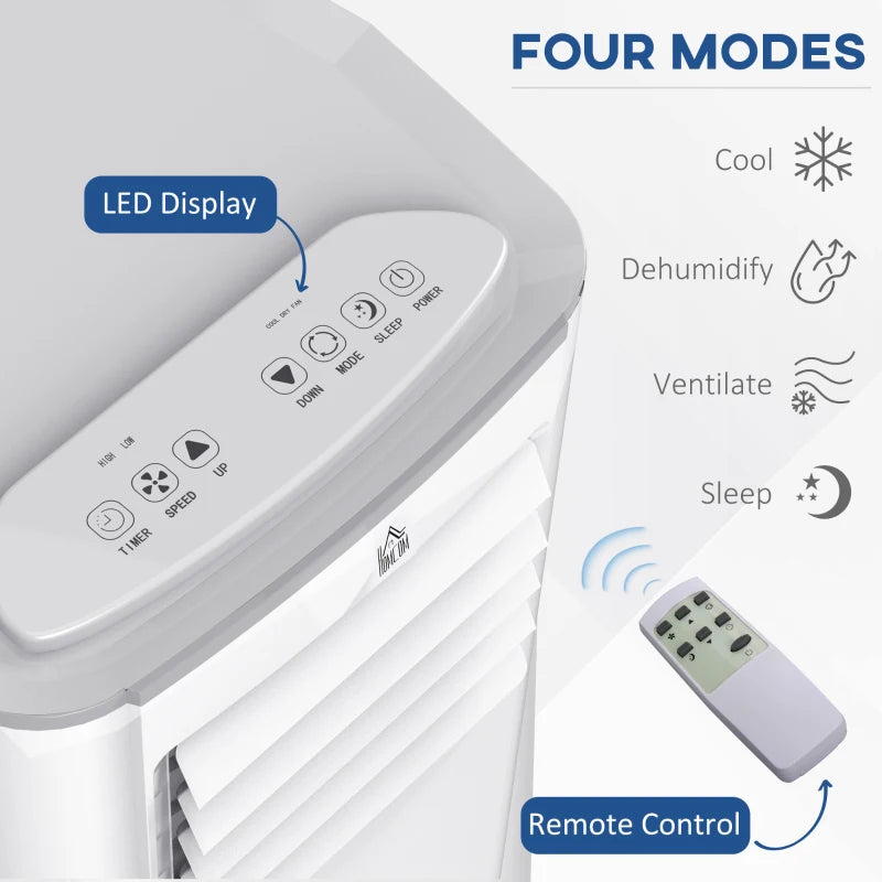 HOMCOM 4-In-1 Compact Mobile Air Conditioner Unit with LED Screen- White