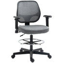 Vinsetto Drafting Chair Tall Office Stand Desk Chair with Foot Ring, Arm, Wheel